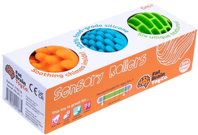 Gryzak z grzechotką Fat Brain Toys Senosry Rollers Kolorowe Sensoryczne kule 3 szt (0811802021885)