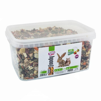 Повнораціонний корм Lolo Pets Foody Vegetable & Fruit LO-71063 овочево-фруктовий мікс для хом'яків та кроликів, 1,6 кг (відро)