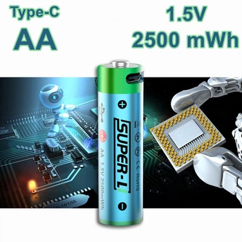 Акумулятор з USB Type-C зарядкою Super-L Li-Ion AA 1.5V 2500 mWh