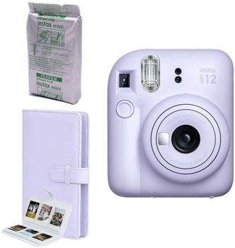 Фотокамера мгновенной печати Fujifilm INSTAX Mini 12 Lilac Purple / картридж / фотобумага 10 фото / фотоальбом
