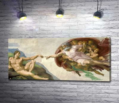 Картина Микеланджело Буонарроти Сотворение Адама (La creazione di Adamo) 60x27 см Модуль №1 (003927)
