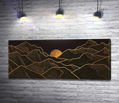 Картина Очертания гор в лучах заката 60x25 см Модуль №1 (003940)