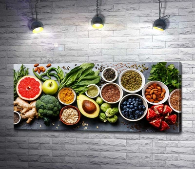 Картина Різноманітні корисні продукти 60x27 см Модуль №1 (004487)