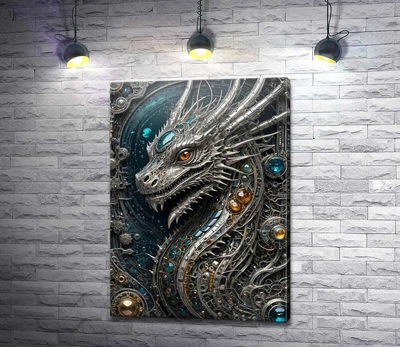 Картина Металевий дракон з камінням 43x60 см Модуль №1 (005511)