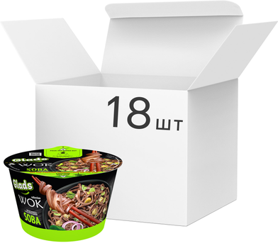 Упаковка локшини швидкого приготування Reeva Glads WOK зі смаком Соба 95 г х 18 шт (4820179259193)