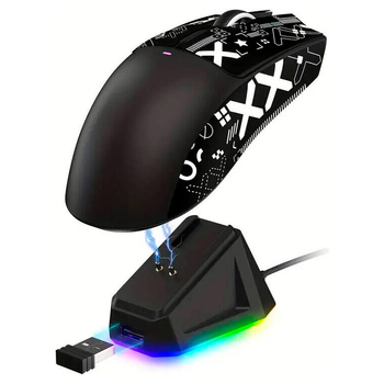 Игровая Мышка Беспроводная Attack Shark X11 Black 22000 DPI PAW3311 с зарядной догстанцией RGB подсветкой Универсальная Черная