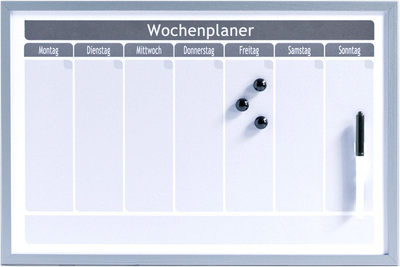 Магнітна дошка Zeller Wochenplaner з 3 магнітами 60 x 40 см (4003368115153) 