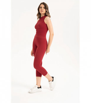 Бесшовная женская футболка в рубчик без рукавов Formeasy - Formeasy - 9007 - S/M - Kirmizi/Red