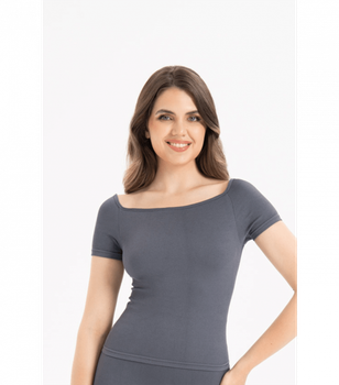Жіноча безшовна футболка в рубчик з коротким рукавом Formeasy - Formeasy - 9009 - L/XL - Gri/Grey