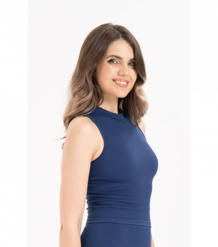 Бесшовная женская футболка в рубчик без рукавов Formeasy - Formeasy - 9007 - L/XL - Mavi/Blue
