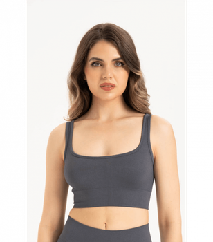Бесшовный спортивный топ на широких бретельках - Formeasy - 9002 - L/XL - Gri/Grey
