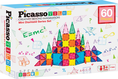Магнитный конструктор Picasso Tiles Mini Diamond Series Set 60 деталей (817338022303)