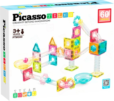 Магнітний конструктор Picasso Tiles Mini Diamond Marble Run Track Set 60 деталей (817338028299)
