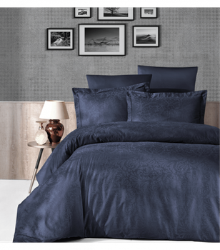 Комплект постельного белья Jacquard Satin Dark Series First Choice - First Choice - JS-06 TECNA NAVY BLUE - Евро - Темно-синий