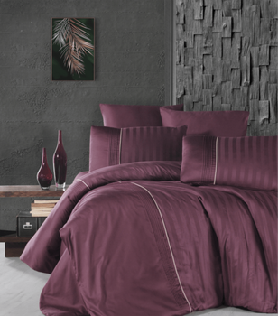 Комплект постельного белья Deluxe Satin Dark Series First Choice - First Choice - DLX-206 MODALİFE ROSE - Евро - Бордовый