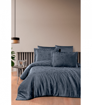 Комплект постельного белья Jacquard Satin Dark Series First Choice - First Choice - JS-223 Corina Denim - Евро - Темно-серый