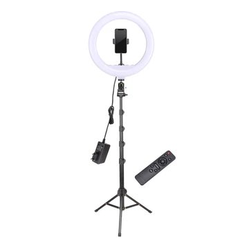 Кольцевой LED свет YQ-320A (12" - 32см) с пультом, держателем и стойкой 2 м для портретной, бьюти селфи съемки