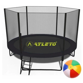 Батут детский на пружинах Atleto 252 см с защитной сеткой и лесенкой до 100 кг Черный (134-76-42400582)