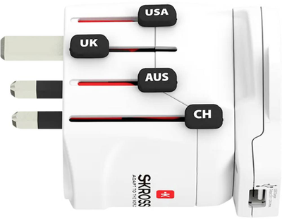 Ładowarka sieciowa  Skross Pro World & USB White (1302539)