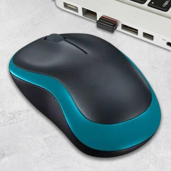 Компьютерная бесшумная мышь M 22O оптическая USB беспроводная мышка, Черно-синяя