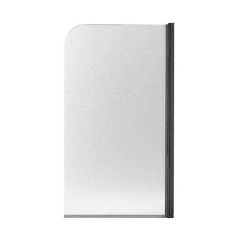 Шторка для ванни Qtap Standard 75×140 см, розпашна права, матове скло Pear 6 мм, чорний профіль
