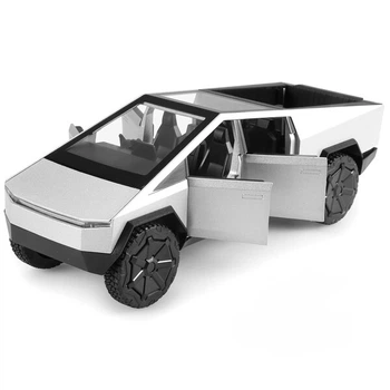 Колекційна моделька Tesla Cybertruck металева машинка іграшка з підсвіткою фар і звуковими ефектами 17.5 см Сірий (5151592)