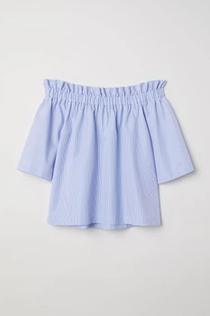 Блуза H&M 42 голубой полоска 6116220437