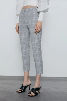 Штани Zara XS сірий клітинка 1608137811