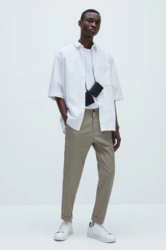 Брюки Zara 38 бежевый клетка 6861446707