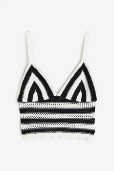 Топ H&M L чорно білий смужка 12041146387