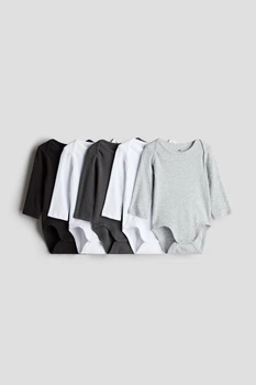 Боди (5шт) H&M 50см белый, серый, черный 907533261