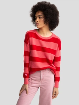 Sweter damski w paski Big Star Heartelia 601 XL Czerwony (5900714834524)