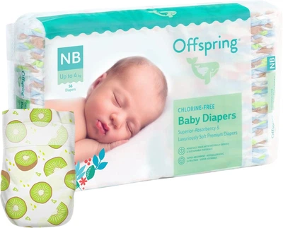 Подгузники Offspring Hairykiwi Размер NB до 4 кг 56 шт (DP-OI-FAT-NB56P-HKW)
