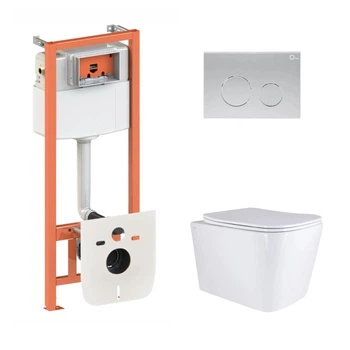 Подвесной унитаз Tern Ultra Quiet 525x345x360 + комплект инсталляции Nest 4 в 1 (круглая клавиша Satin)
