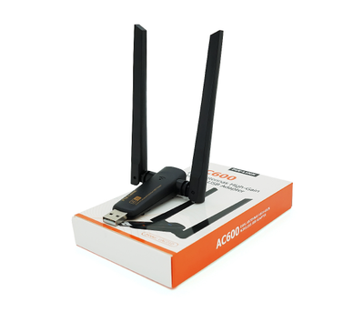 Бездротовий мережевий адаптер Wi-Fi-USB Merlion LV-UAC21, RTL8811CU, з 2-ма антенами 10см, 802.11 a - b - g - n, 600MB, 2.4 GHz,