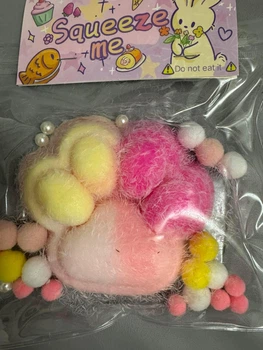 Антистрес Сквіші Squishies Таба лапка велика пухнаста 11 см трикольорова
