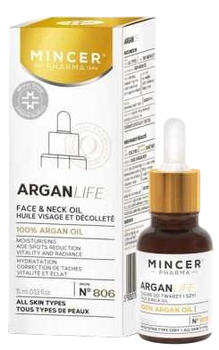 Олія для обличчя і шиї Mincer Pharma ArganLife No.806 50+ арганова 15 мл (5905279887558)