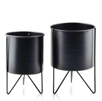 Комплект металлических кашпо Flora SWEN BLACK на подставках 2 шт. 35400