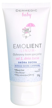 Krem ochronny Dermedic Linum Emolient Baby specjalny Spf 15 50 g (5901643170813)