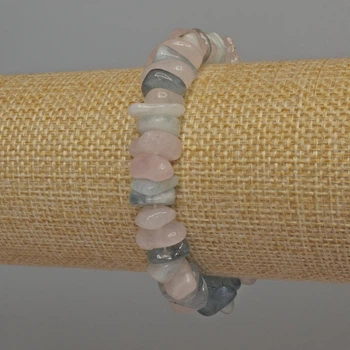 Браслет из морганита крошка, диаметр 10-13×2-4 мм, длина 18 см, стрейч, ida91847