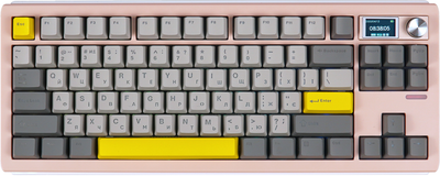 Клавіатура механічна бездротова EPOMAKER Shadow-S TKL Mulan Switch Hot-Swap (2.4G/BT/USB) LCD Screen RGB UA Pink (SHS-P-WL)