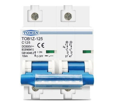 Автоматичний двополюсний вимикач постійного струму DC TOB1Z-125 125A TOMZN