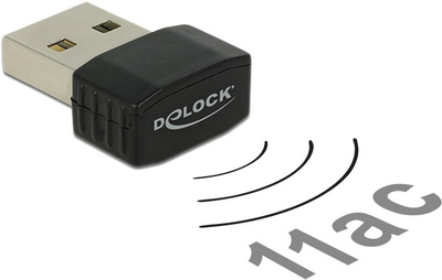 Мережевий адаптер Delock WLAN USB 2.0 Nano Stick Dualband 2.4/5 GHz AC 433 (4043619124619)