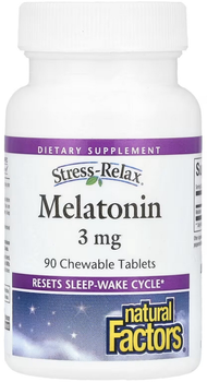 Амінокислота Natural Factors Мелатонін Stress Relax Melatonin 90 жувальних таблеток 3 мг (068958027159)