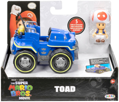 Машинка Jakks Pacific Super Mario Bros Movie Kart Mini Toad з фігуркою 7 см (0192995417700)