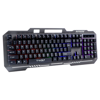 Черная проводная мембранная игровая клавиатура TWolf T16 с подсветкой.