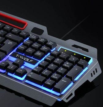 Черная проводная мембранная игровая клавиатура TWolf T16 с подсветкой.