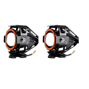 Фари прожектори для мотоцикла U7 LED 12В 3000Lm Angel Eyes червоні та кнопка