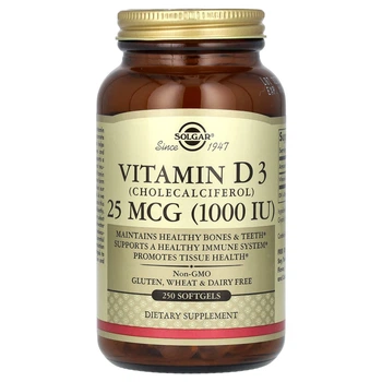 Натуральный витамин Д3 Solgar (Vitamin D3) 25 мкг 1000 МЕ 250 капсул
