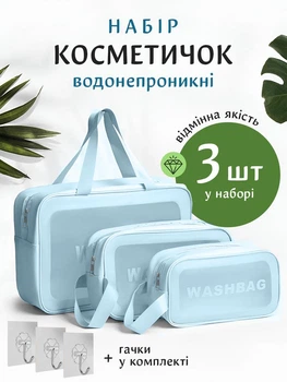 Набор 3 в 1 Косметичка прозрачная / Дорожная / для душа и бассейна